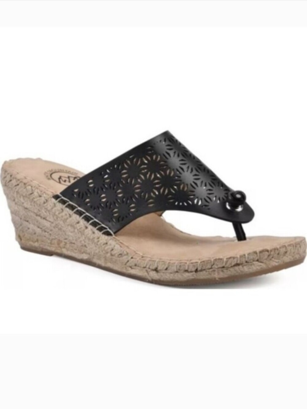 NWOT White Mountain Beaux Perforated Wedge Sandals Black